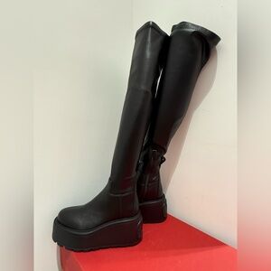 Valentino Garavani Black Over the Knee Platform Boots